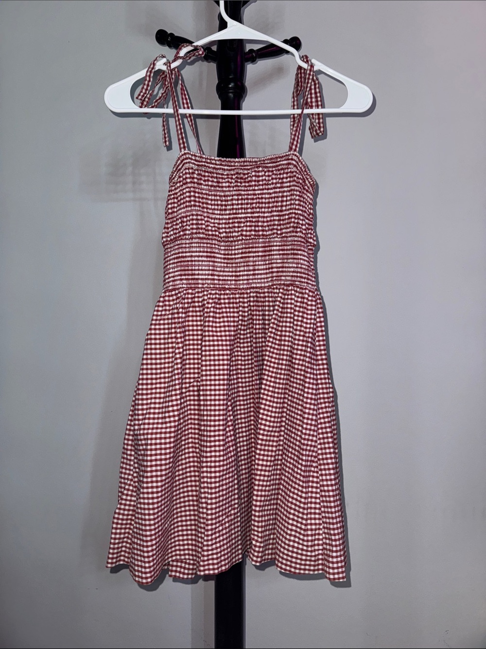 Forever 21 Red Gingham Tie-Shoulder Mini Dress
